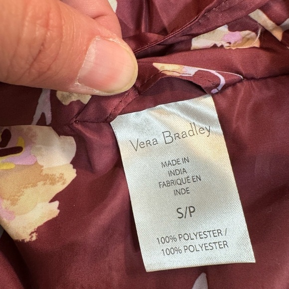 NWT Vera Bradley Women's Packable Water-Resistant Raincoat Maroon Sz SM 4/6 - Picture 4 of 10